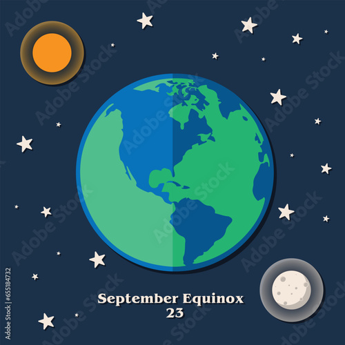 September Equinox 23, sun, earth, and moon
