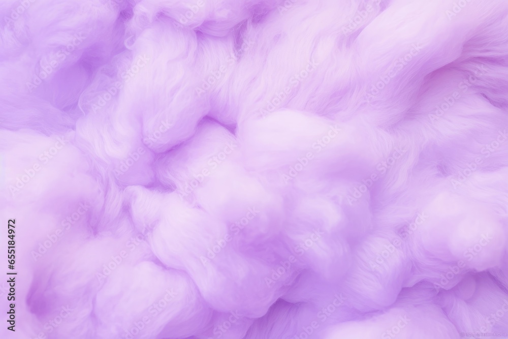 Sweet purple fluffy cotton candy background, soft colorful pastel candyfloss texture, abstract blurred dessert Ai generated, Generative AI