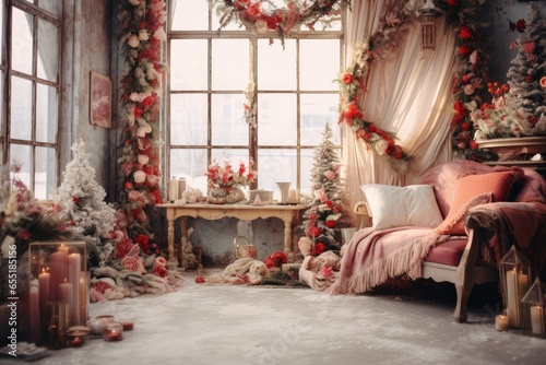 Boho x Christmas Background, Digital Backdrop For Christmas, High Quality Maternity Overlay