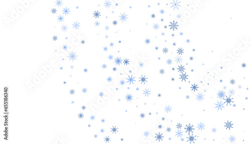 Christmas background. Blue delicate snowflakes on a white background. New Year's holiday design