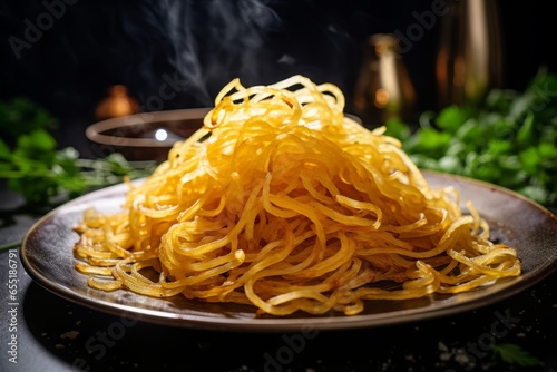 A Mouthwatering Close-Up of Handmade Schupfnudeln: Authentic German Potato Noodles, a Savory and Golden Bavarian Culinary Delight, a Popular and Hearty Traditional Delicacy