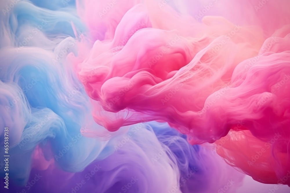 Abstract colorful pink soft pastel color cloud background, multicolored ink drop fluid motion in water, AId, Generative AI