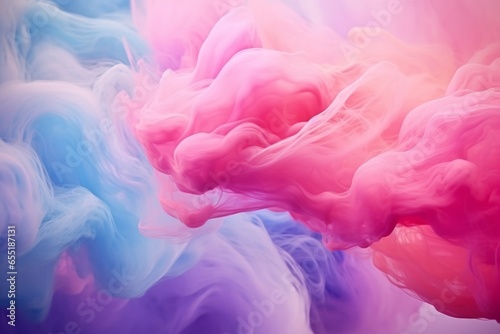 Abstract colorful pink soft pastel color cloud background, multicolored ink drop fluid motion in water, AId, Generative AI