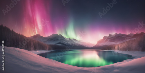 Aurora light travel holiday or vacation concept and empty space for design