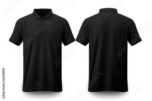 Black Polo Shirts Mockup, Front And Back, Isolated On White Background Mockup . Сoncept Clothing Mockup, Black Polo Shirts, Front And Back View, Isolated On White Background.