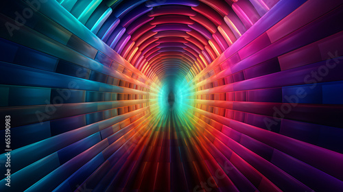 Dark tunnel of rainbow AI generated illustration 
