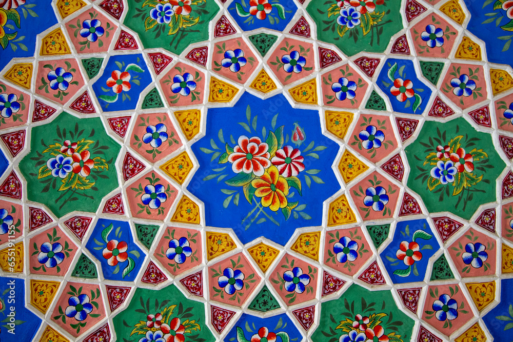 Ceiling designed in a beautiful floral pattern Ceiling designed in a beautiful floral pattern
