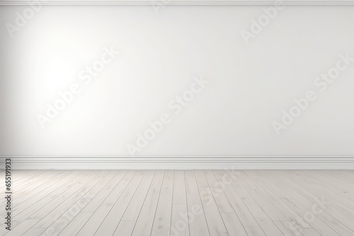 Empty Wall Mockup With White Wall And Wood Floor In Mockup . Сoncept Empty Wall Mockup, White Wall, Wood Floor, Modern Interior Design © Anastasiia