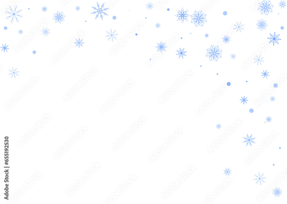 Christmas background. Blue delicate snowflakes on a white background. New Year's holiday design