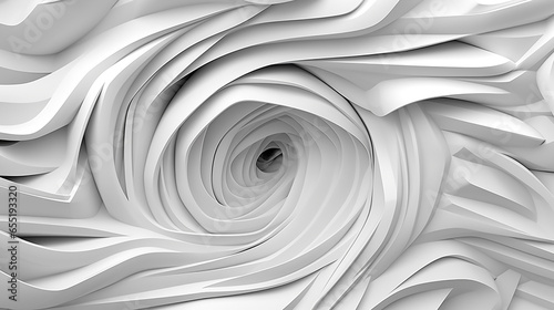 Abstract Wave Background. White Minimalistic Texture. Template 3d background. 3D pedestal podium with white paper swirl flow on white studio background. white background.