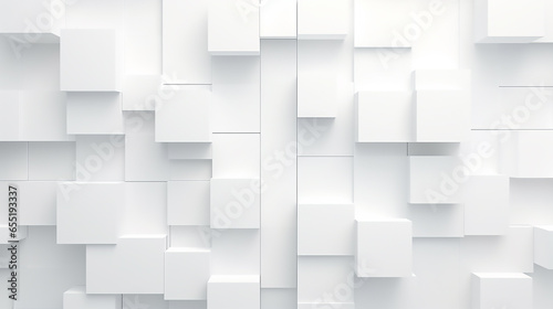 abstract 3d square white technology communication concept background. Random shifted white cube square boxes block background wallpaper banner with copy space.  © Nenone