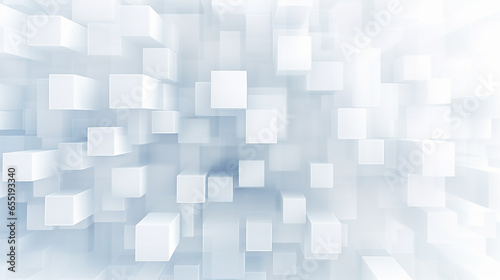 abstract 3d square white technology communication concept background. Random shifted white cube square boxes block background wallpaper banner with copy space. 