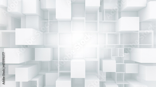 Abstract 3d modern square background. White and grey geometric pattern texture. Seamless pattern with three-dimensional cubes. Abstract mosaic of white colors squares. 
