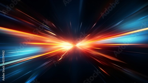 Contemporary representation of rapid motion. Energetic movement with swift, illuminated arrows against a dark backdrop. Innovative and technological design suitable for banners or posters