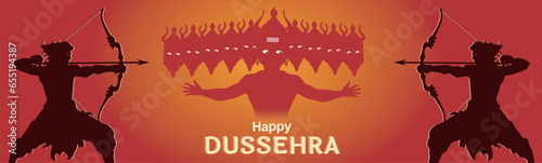 Happy Dussehra festival of India. of Lord Rama killing Ravana. vector illustration, Dussehra Navratri poster festival of India banner