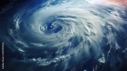 Obraz na płótnie Intense Typhoon, tropical storm, cyclone, hurricane, and tornado over the ocean