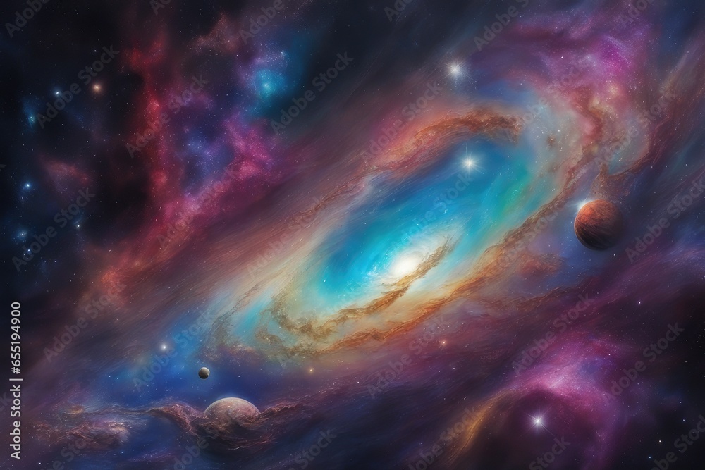 Fototapeta premium Polychrome stellar heaven backdrop