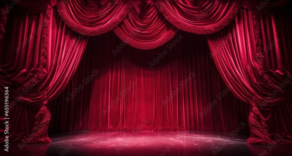 Fototapeta premium red velvet stage, Generative AI