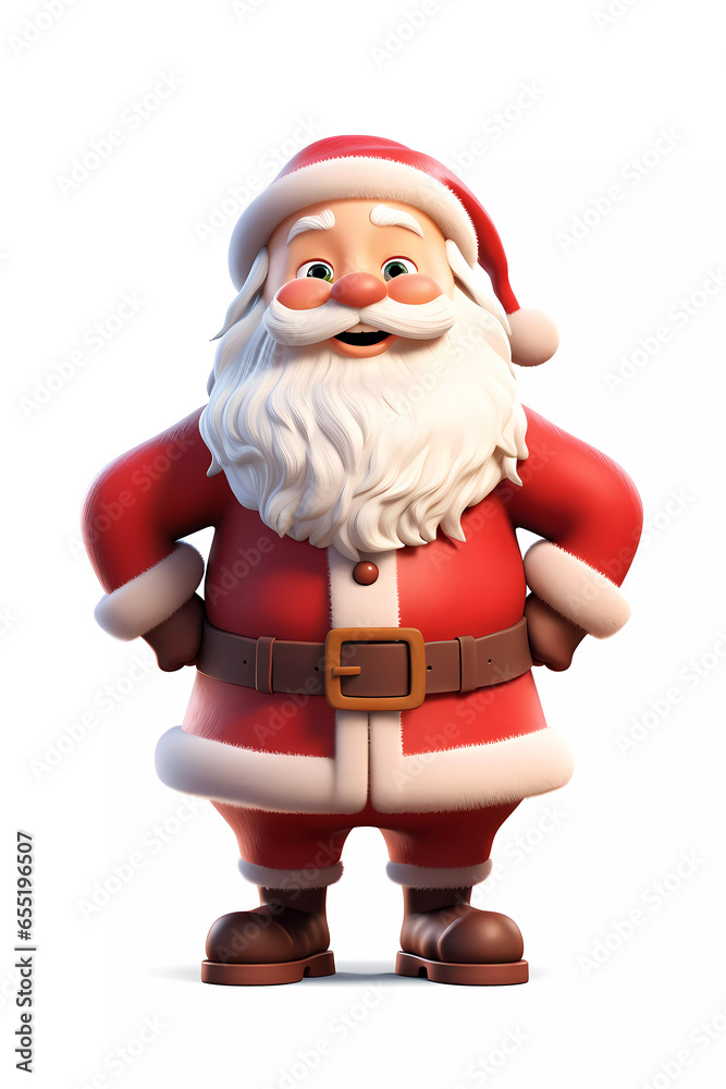 3D Cartoon-Style Illustration of a Christmas Santa Claus Character. Isolated on a white background. Cute character for holiday projects. 3D Cartoon-Style Illustration of a Christmas Santa Claus Character. Isolated on a white background. Cute character for holiday projects.