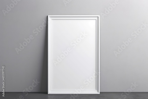 White Blank Poster With Frame Mockup On Grey Wall Mockup . Сoncept Poster Mockup, Frame Mockup, Grey Wall Mockup, Blank Poster