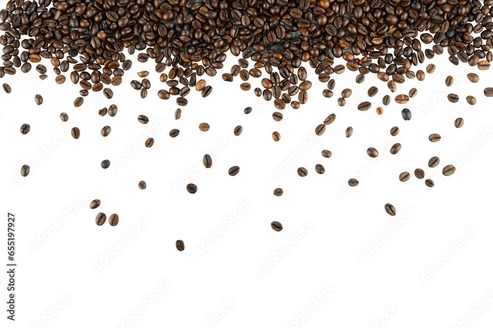 Fototapeta premium coffee beans border isolated