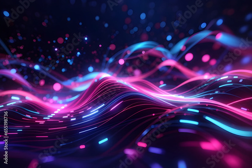 abstract glowing lines with bokeh effect, futuristic technology background