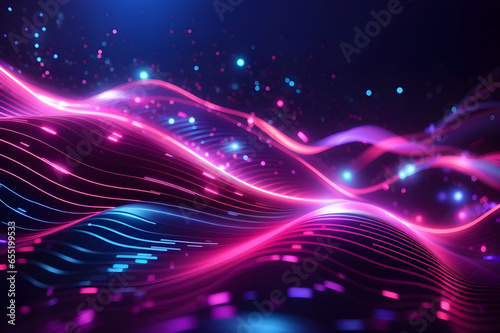 abstract glowing lines with bokeh effect, futuristic technology background