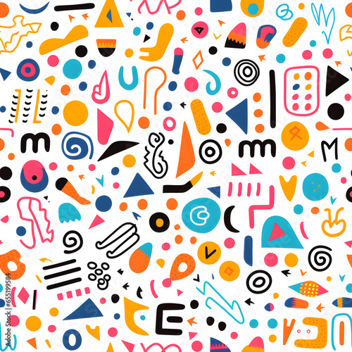 Art Abstract of doodle kids hand drawing, Colorful, pattern background graphic design, illustration