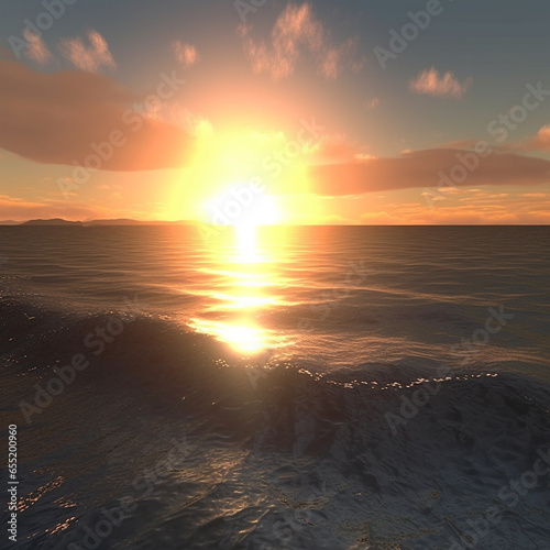 beautiful cean at sunset stunning sky Generative AI photo