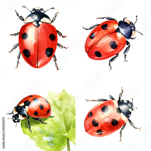 set of ladybugs, ladybugs, natural, red, Ai generated  © Fayyaz