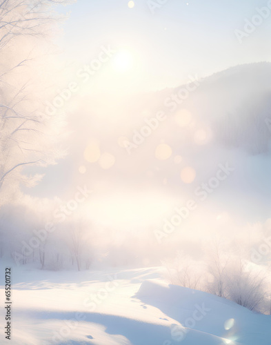 Sunny day and winter landscape.AI