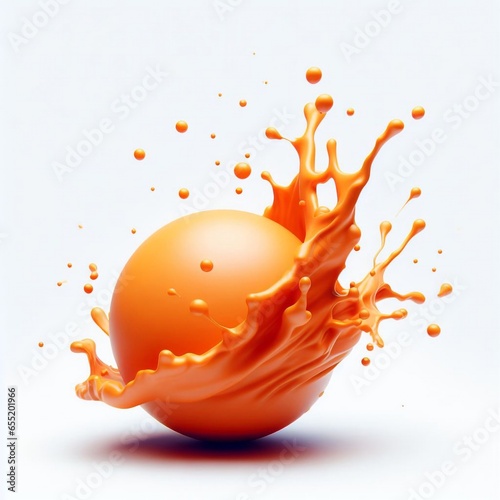 Orange Color paint splashes isolated on white background