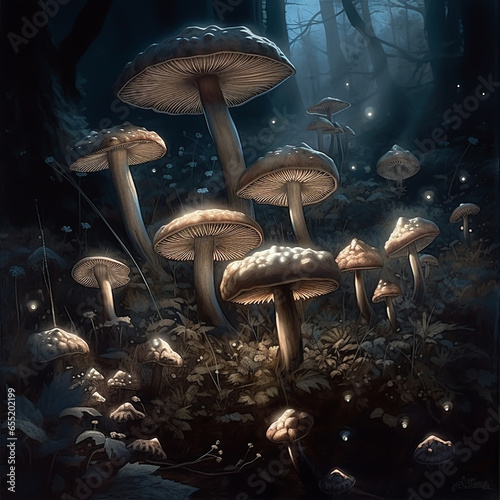 - mushroom mysticism, luminescent moonlight, 8 generative ai