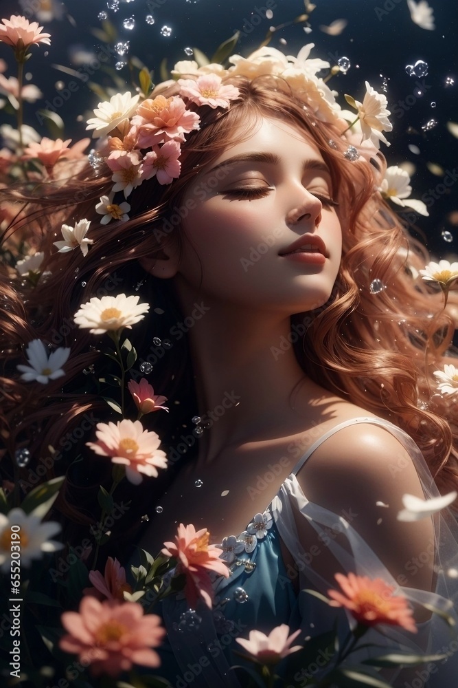 Fantasy beautiful girl with flower 1