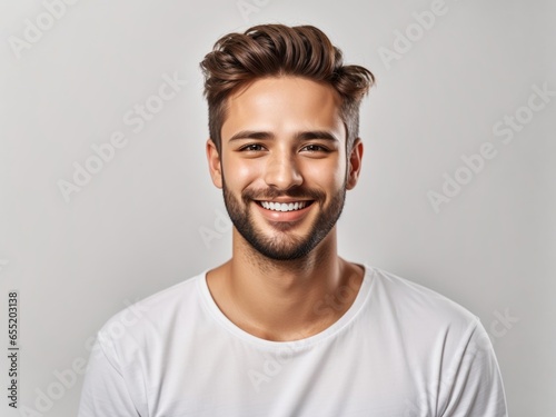 Portrait of a Happy man with a Focus on Skincare and Dental Care,Confident Smile,Dental Beauty,Healthy Glow,Cosmetics Confidence,Skin and Teeth © Paper