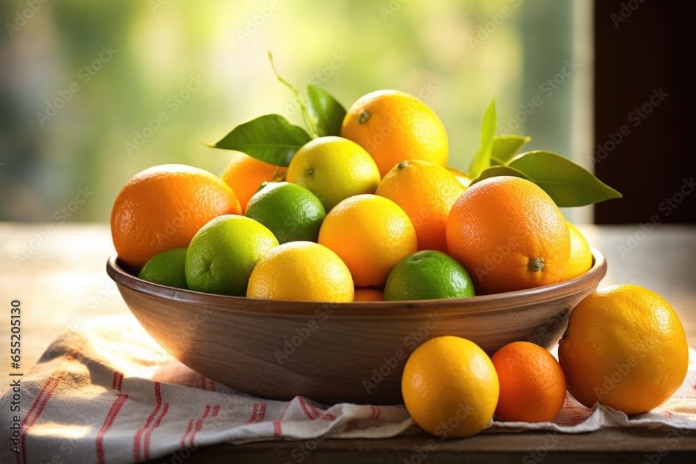 sunlight falling on a bowl of fresh citrus fruits sunlight falling on a bowl of fresh citrus fruits