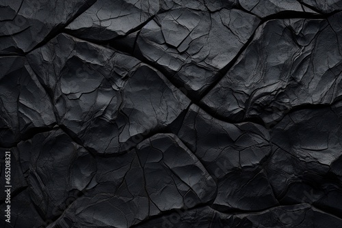 Black cracked rock texture background photo