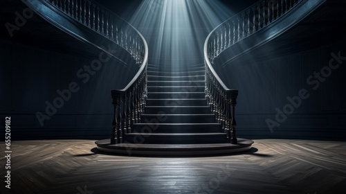 A long, winding staircase leading into darkness