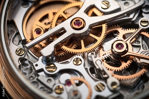 close-up of gears inside a mechanical watch © altitudevisual