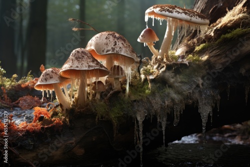 fungi consuming a decaying log
