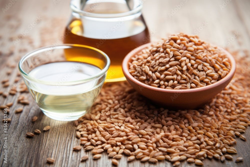 macro shot of flax seeds and soy products, suggested for hormone balance macro shot of flax seeds and soy products, suggested for hormone balance