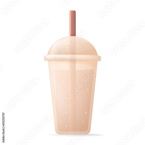 Pink plastic glass with water bubbles 3D vector