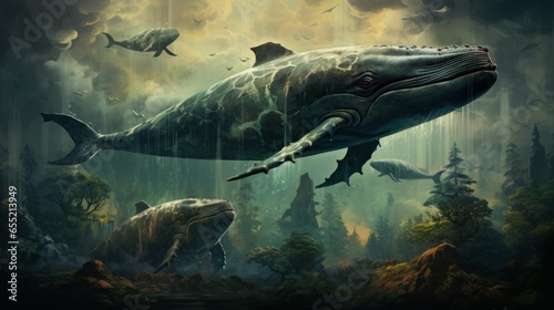 whale on the bottom of the ocean ai generated © Roman