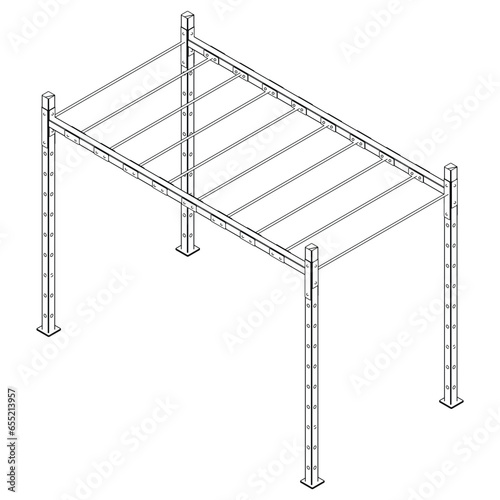 Cross area module. Gym equipment on white background vector illustration. Different fitness equipment for muscle building. Workout and training concept.