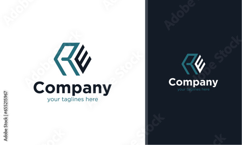 RE cube shaped logo initial design
