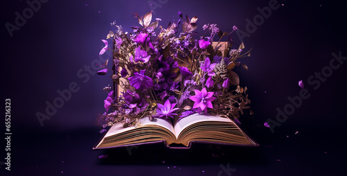 magic book with wand magic book with flower aesthetic purple book © Your_Demon