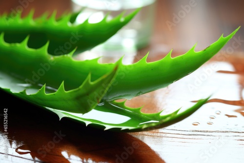 aloe vera plant with cut open leaf
