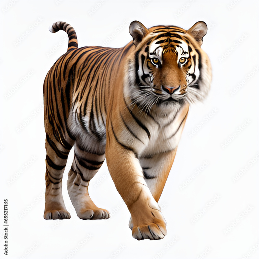 tiger isolated on white background tiger, animal, cat, wildlife, feline, mammal, wild, bengal, zoo, nature, predator, stripes, siberian, 