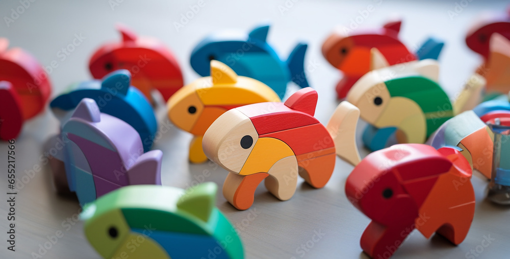 Obraz premium a simple colourful wooden toys that for children