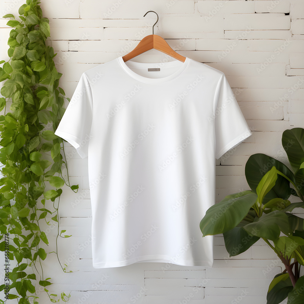 White t-shirt mock up with plain background